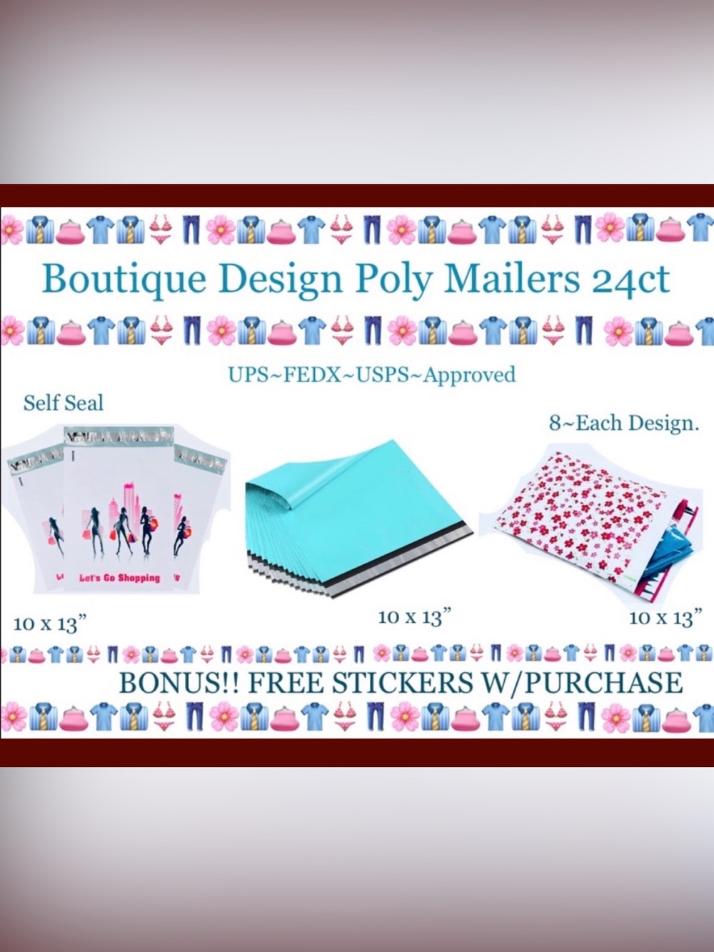 24ct 10x13 ” ~ Poly Mailer Bags 👛🆕👛 24ct Free ⭐️Thank You Stickers.
